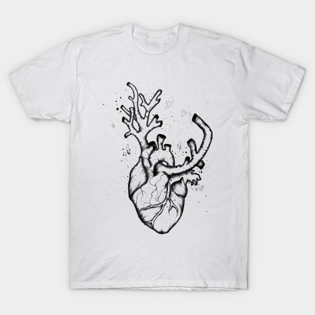 Coral Heart T-Shirt by snowsart